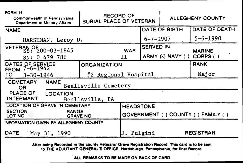 Leroy D. Harshman